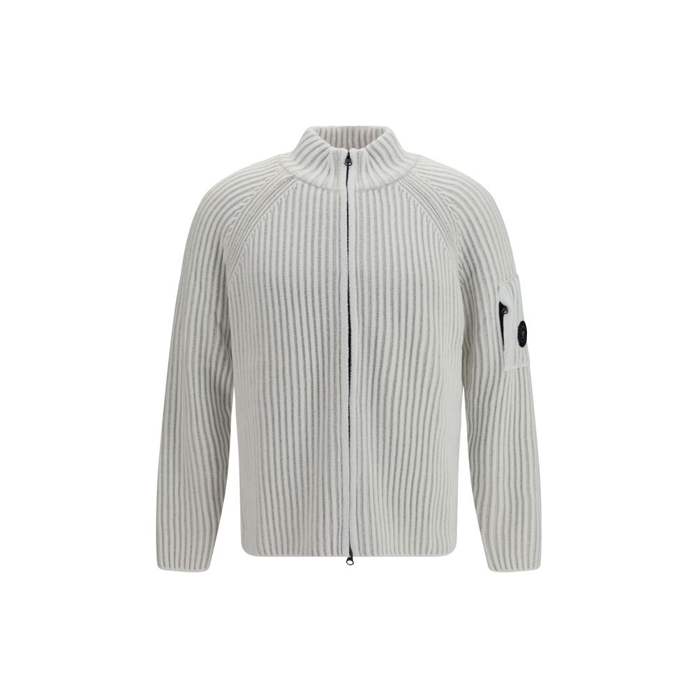 C.P. Company Ribbed Wool-Blend Cardigan — White by C.p. Company
