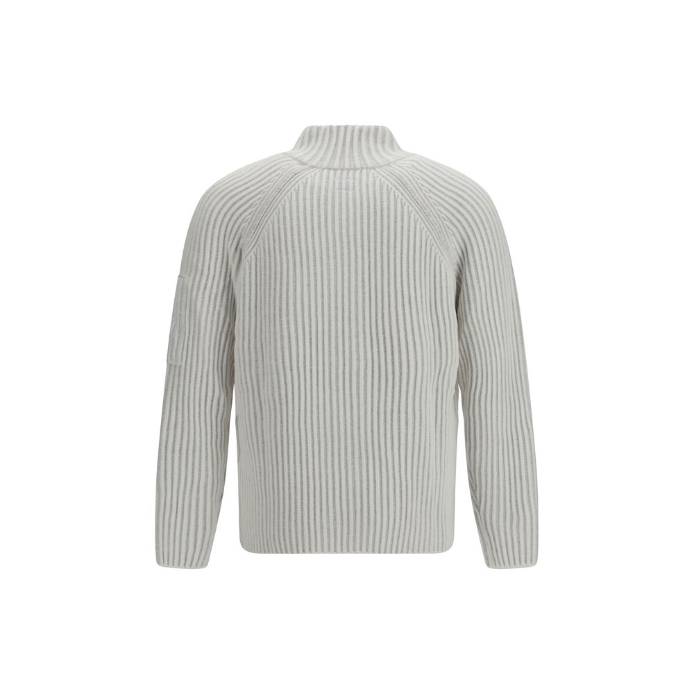 C.P. Company Ribbed Wool-Blend Cardigan — White, view 2