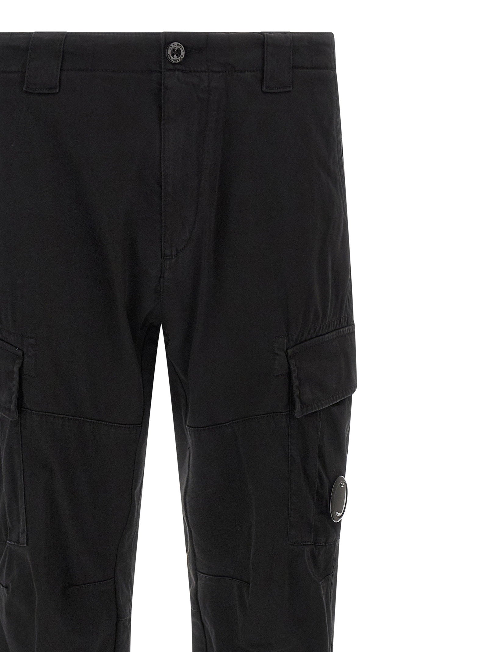C.p. Company Garment-Dyed Sanded Cotton Cargo Pants — Black, view 3