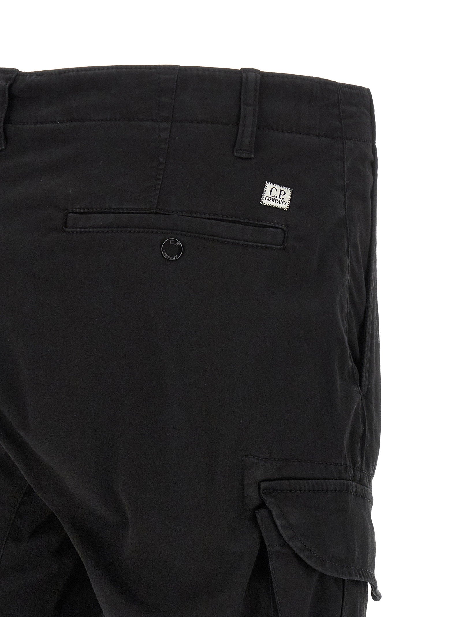 C.p. Company Garment-Dyed Sanded Cotton Cargo Pants — Black, view 4