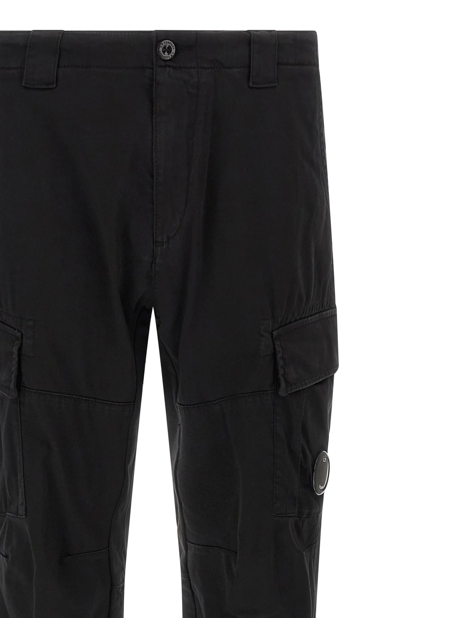 C.P. Company Garment-Dyed Stretch Cotton Cargo Pants — Black, view 3