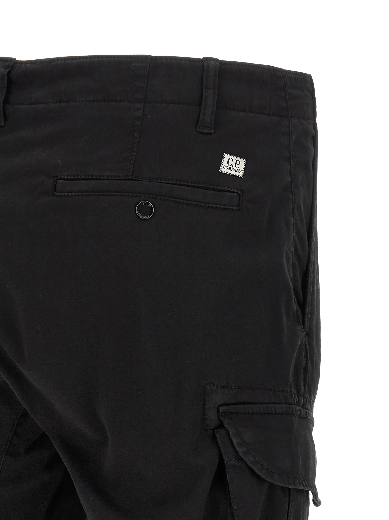C.P. Company Garment-Dyed Stretch Cotton Cargo Pants — Black, view 4