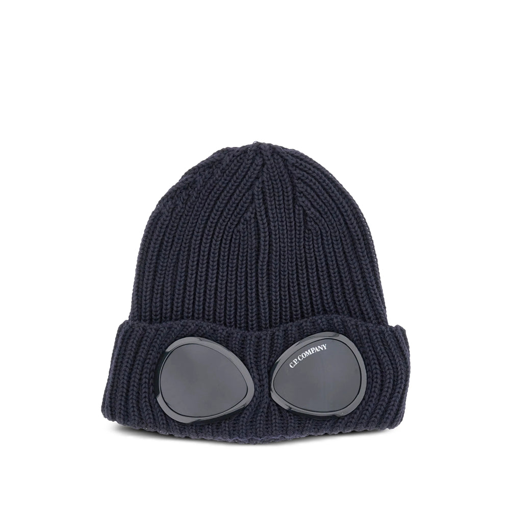C.P. Company MAC742A00 Ribbed Wool Beanie — Blue by C.p. Company