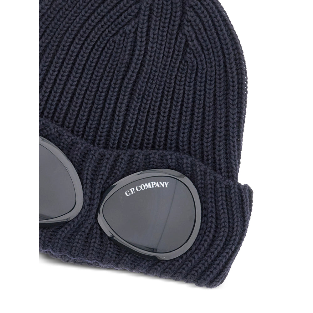 C.P. Company MAC742A00 Ribbed Wool Beanie — Blue, view 2