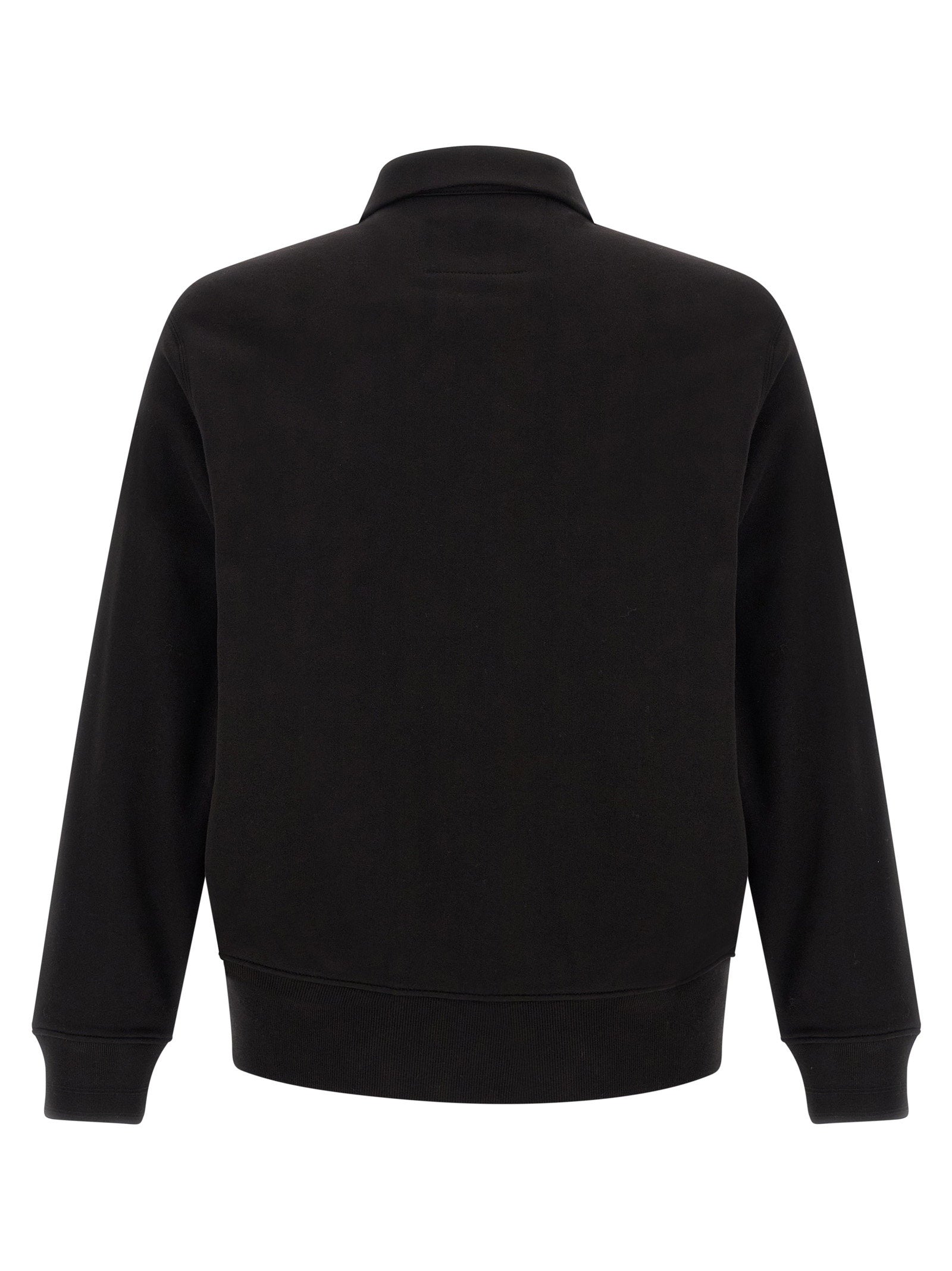 C.p. Company Cotton Fleece Polo Collar Sweatshirt — Black, view 2
