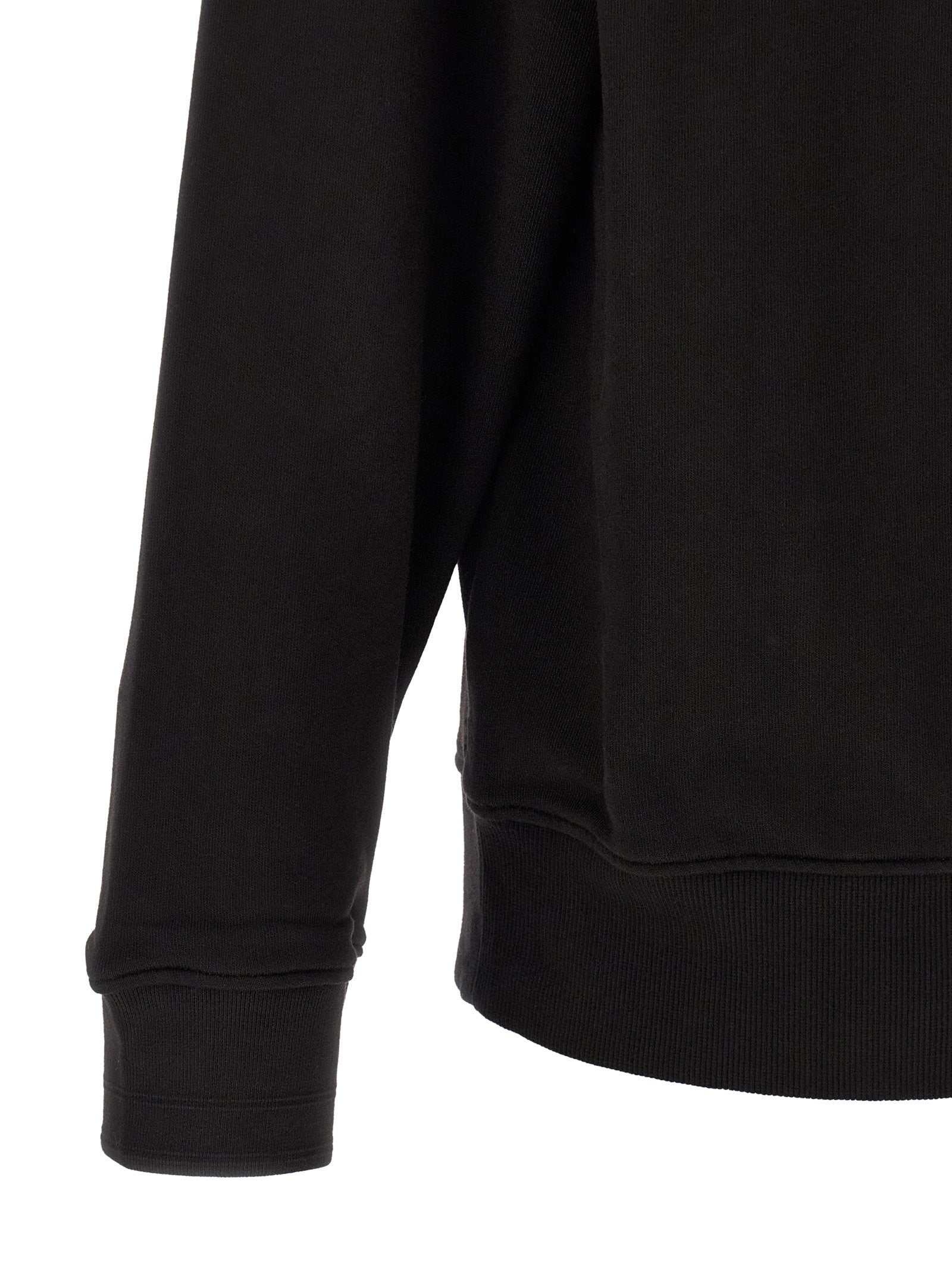 C.p. Company Cotton Fleece Polo Collar Sweatshirt — Black, view 4