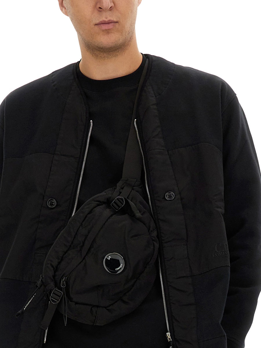 C.P. Company Zip Cotton Sweatshirt — Black, view 2