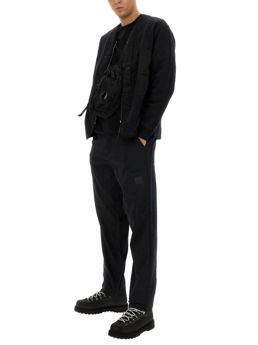 C.P. Company Zip Cotton Sweatshirt — Black, view 4
