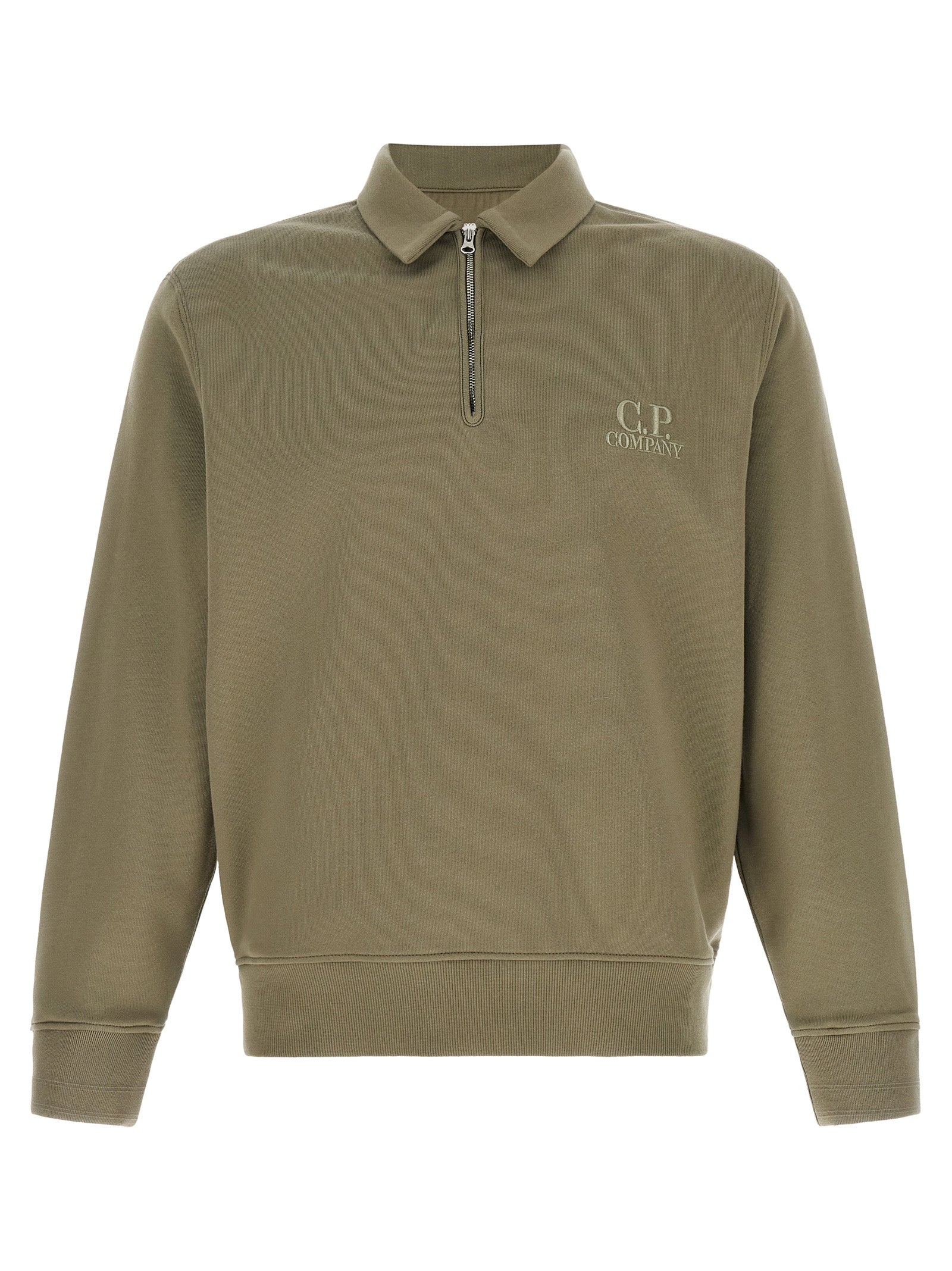 C.P. Company Cotton Fleece Sweatshirt — Green by C.p. Company