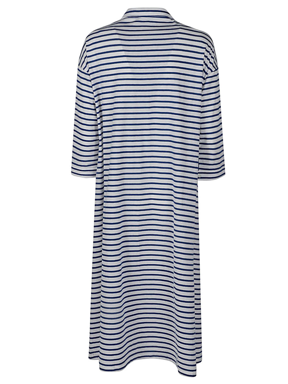 C-Zero Shirt Striped Cotton Polo Dress — Navy, view 2