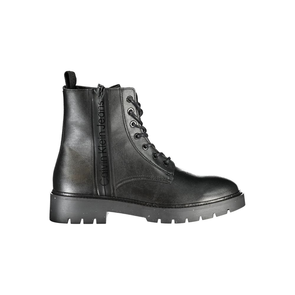Calvin Klein Logo-Print Lace-Up Ankle Boot — Black by Calvin Klein