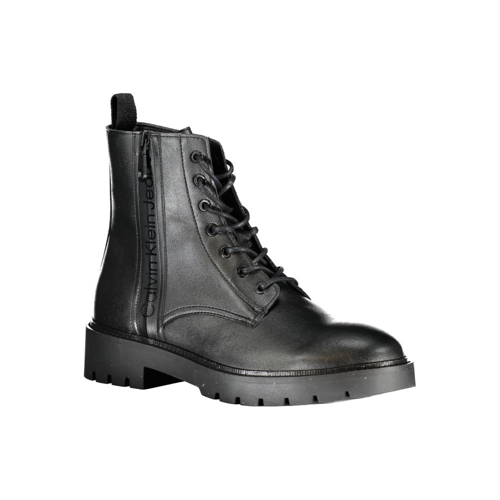 Calvin Klein Logo-Print Lace-Up Ankle Boot — Black, view 2