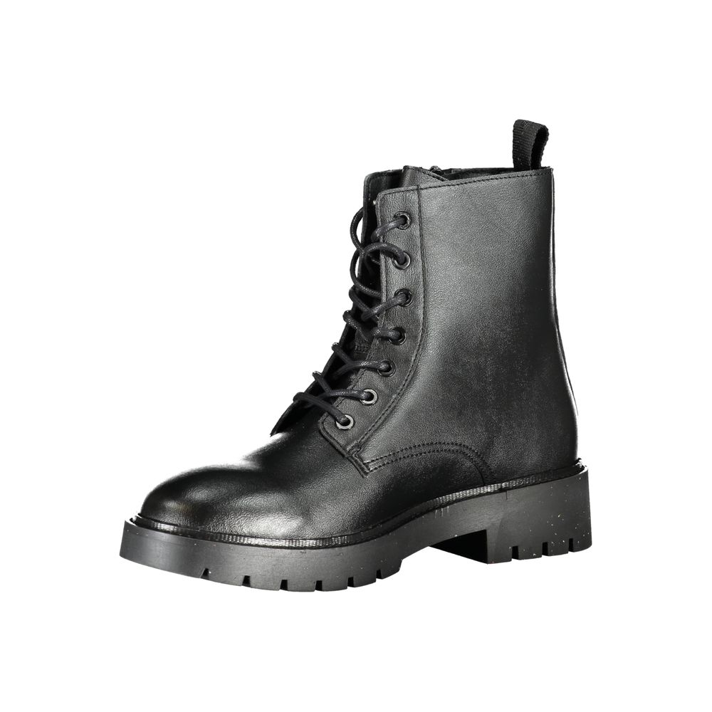 Calvin Klein Logo-Print Lace-Up Ankle Boot — Black, view 3