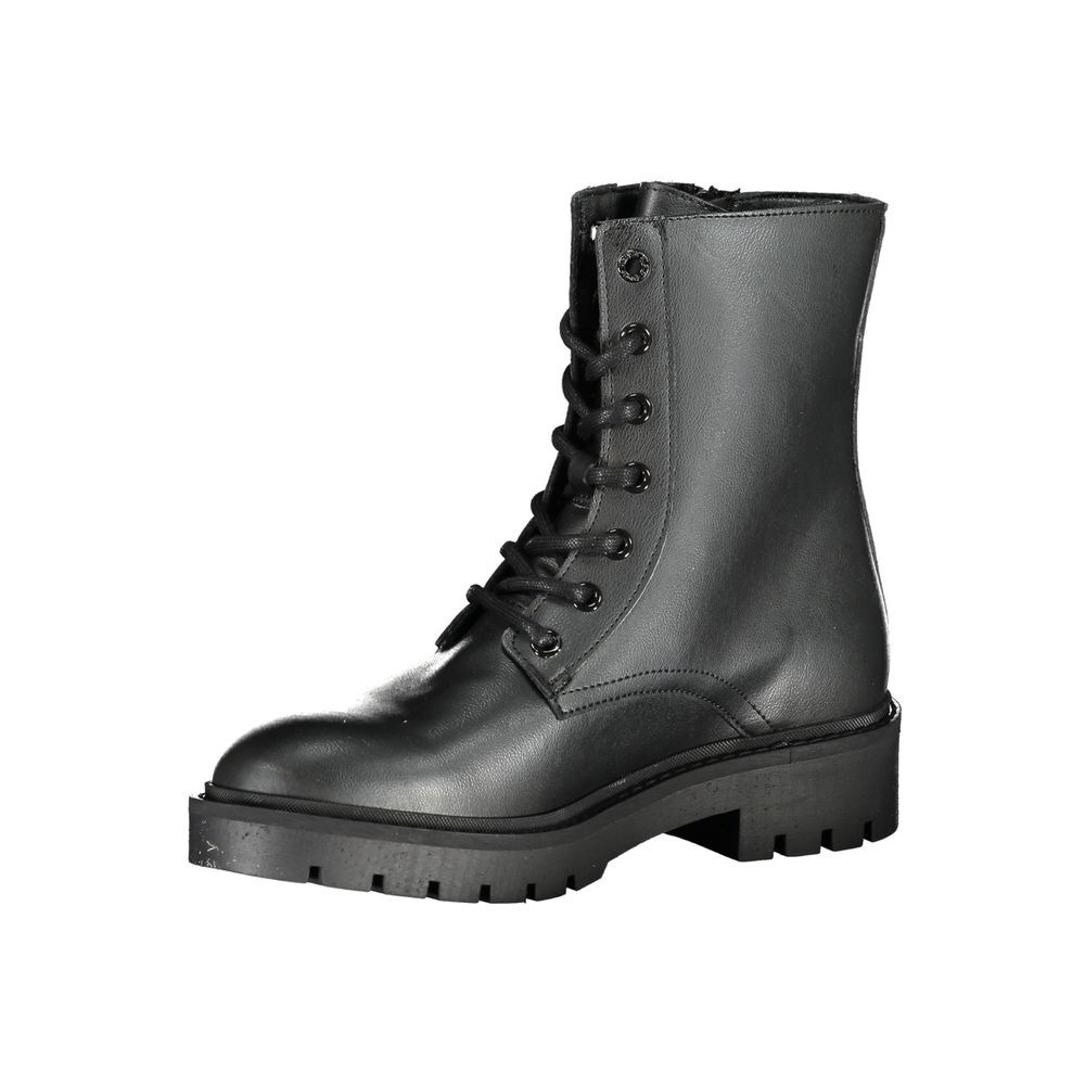 Calvin Klein Lace-Up Polyurethane Ankle Boot — Black, view 3
