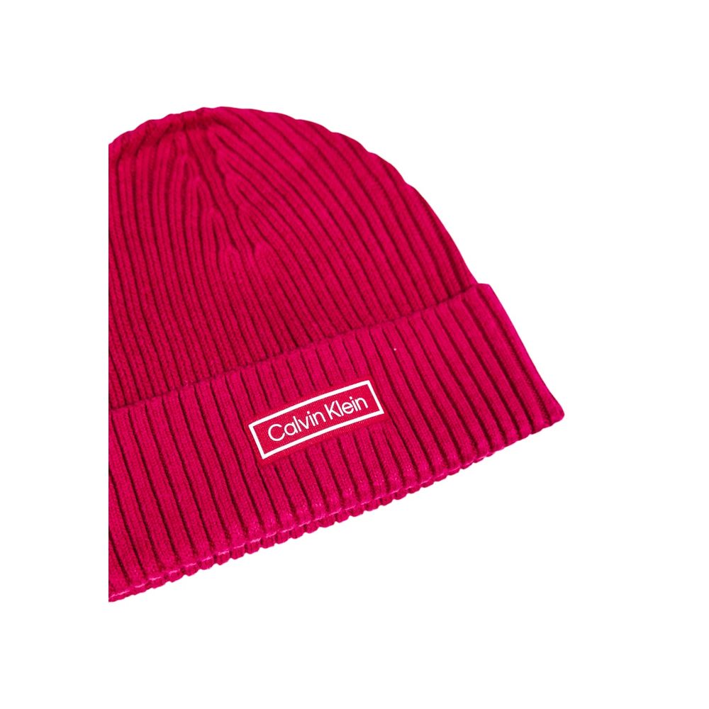 Calvin Klein CA16725900134RO Chunky Rib Cotton Beanie — Pink, view 3