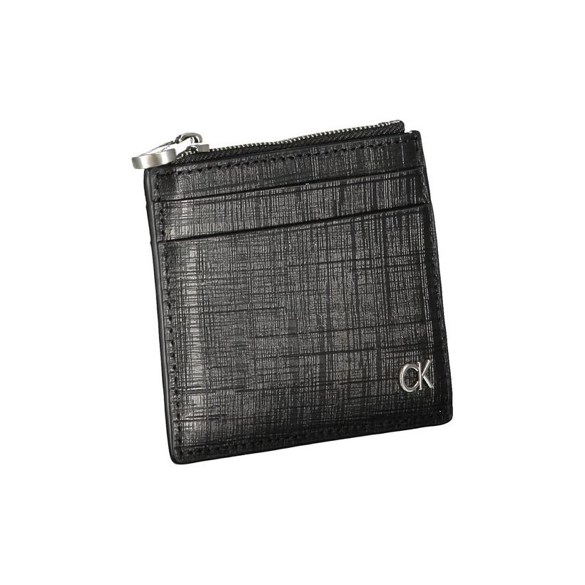 Calvin Klein Textured Leather Card Case — Black, view 3