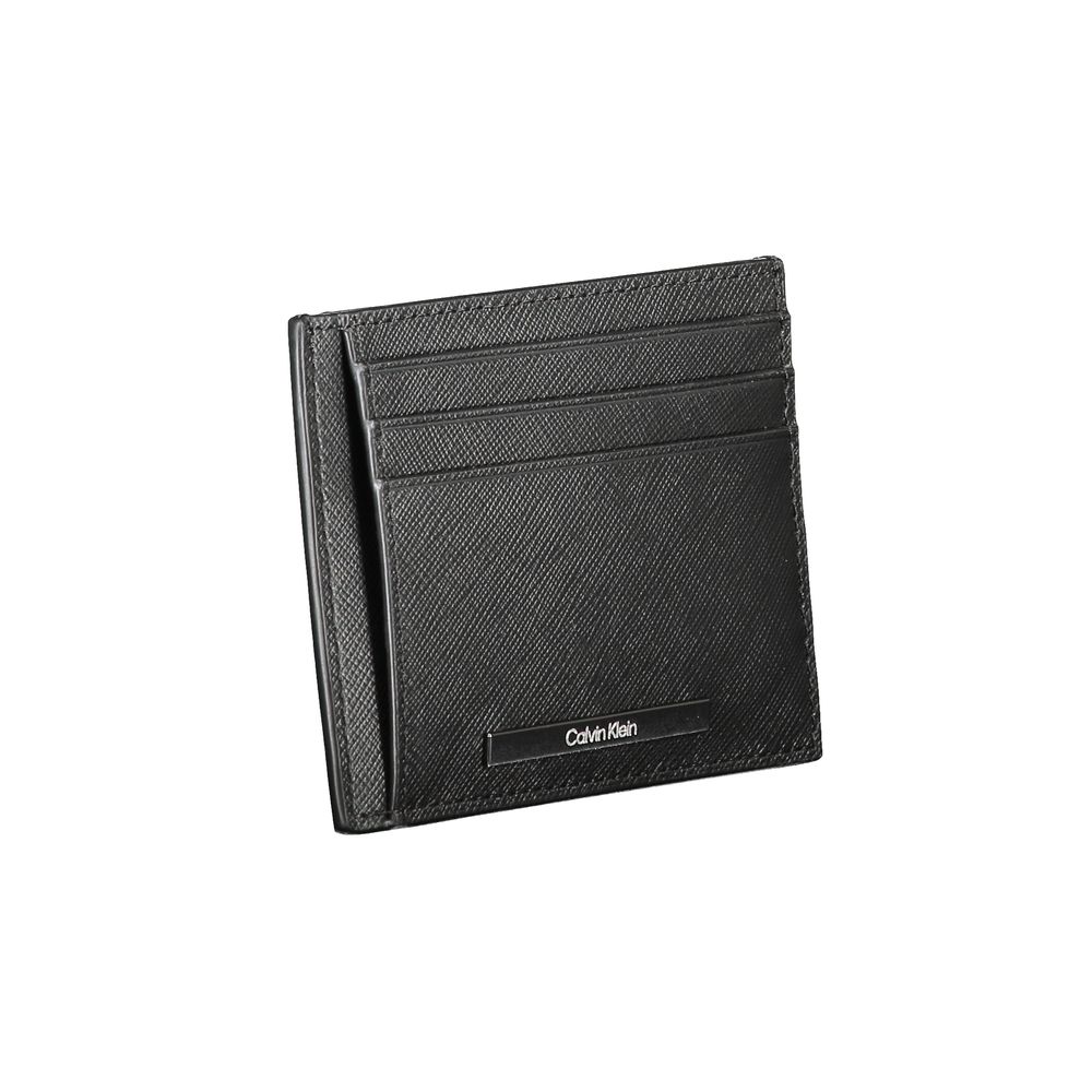 Calvin Klein Saffiano Leather Card Case — Black, view 3