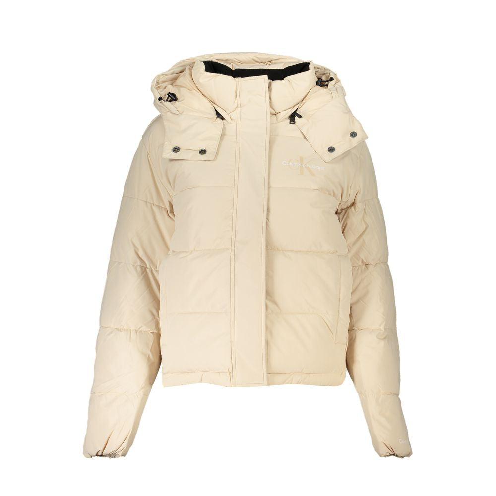 Calvin Klein Quilted Polyester Down Jacket — Beige by Calvin Klein