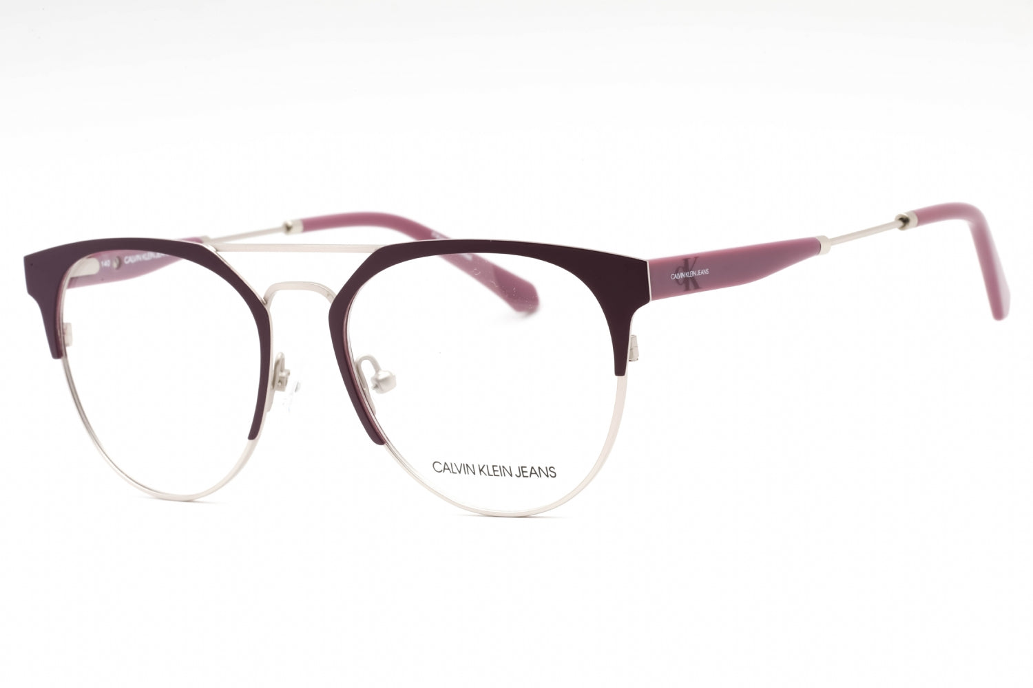 Calvin Klein Jeans CKJ18103 Round Metal-Frame Eyeglasses — Burgundy by Calvin Klein Jeans