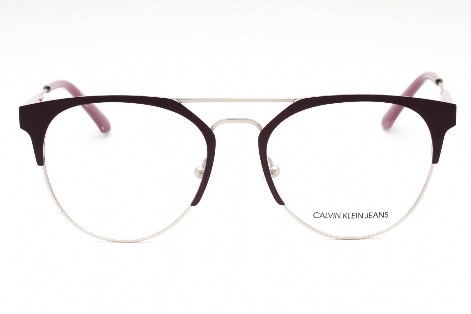 Calvin Klein Jeans CKJ18103 Round Metal-Frame Eyeglasses — Burgundy, view 2