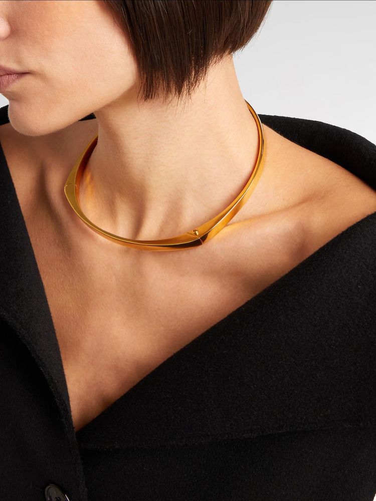 Calvin Klein Two-Tone Curved Tube Necklace — Gold, view 3