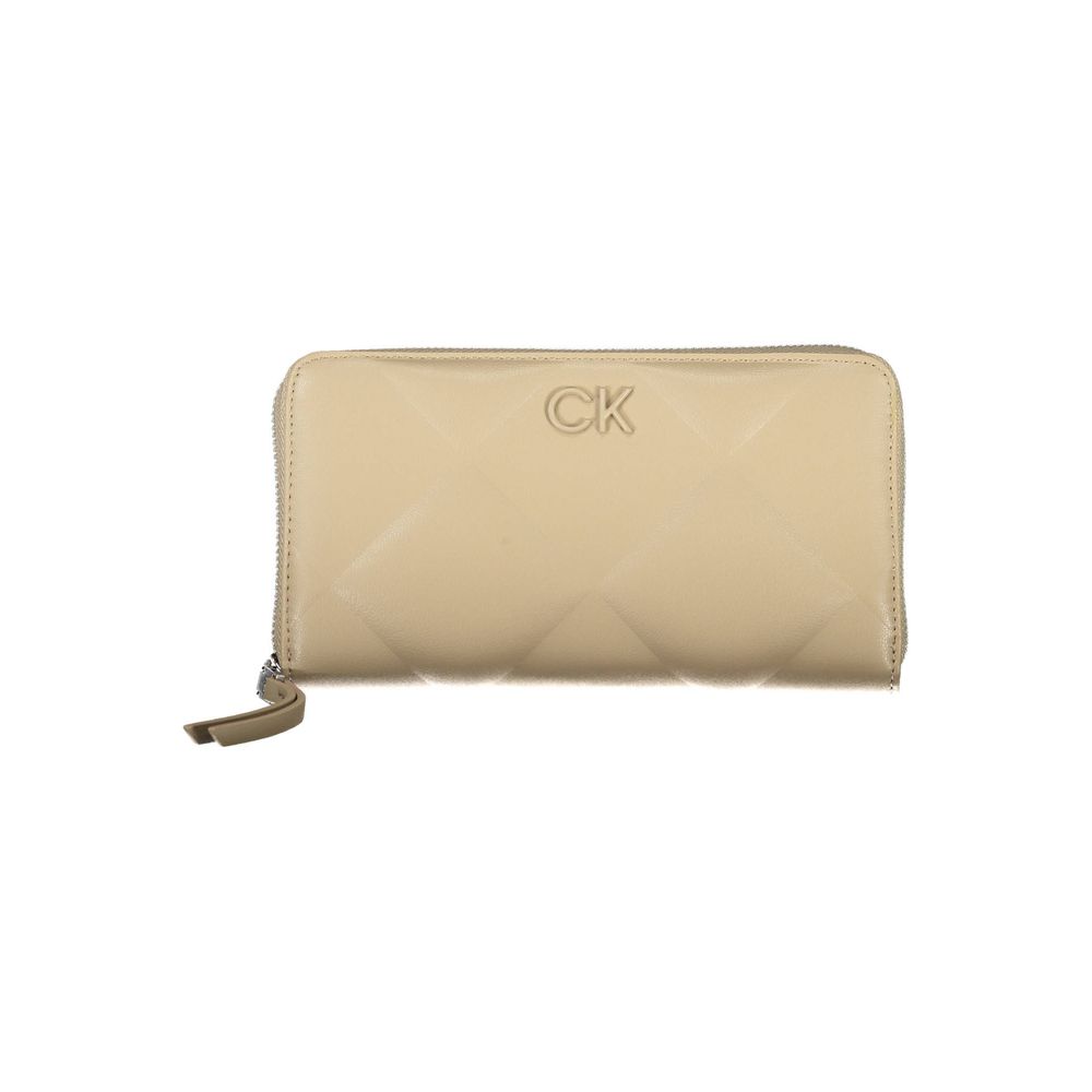 Calvin Klein Quilted Polyester Wallet — Beige by Calvin Klein