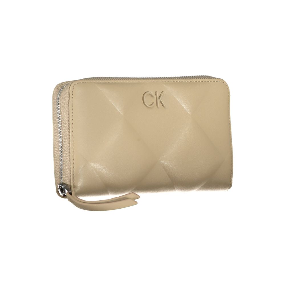 Calvin Klein Quilted Polyester Wallet — Beige, view 3