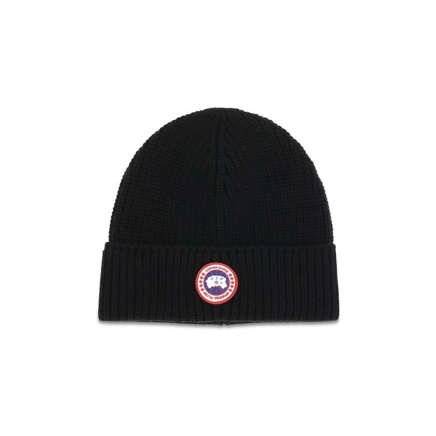 Canada Goose CA5026M9061BB Merino Wool Ribbed Beanie — Black by Canada Goose
