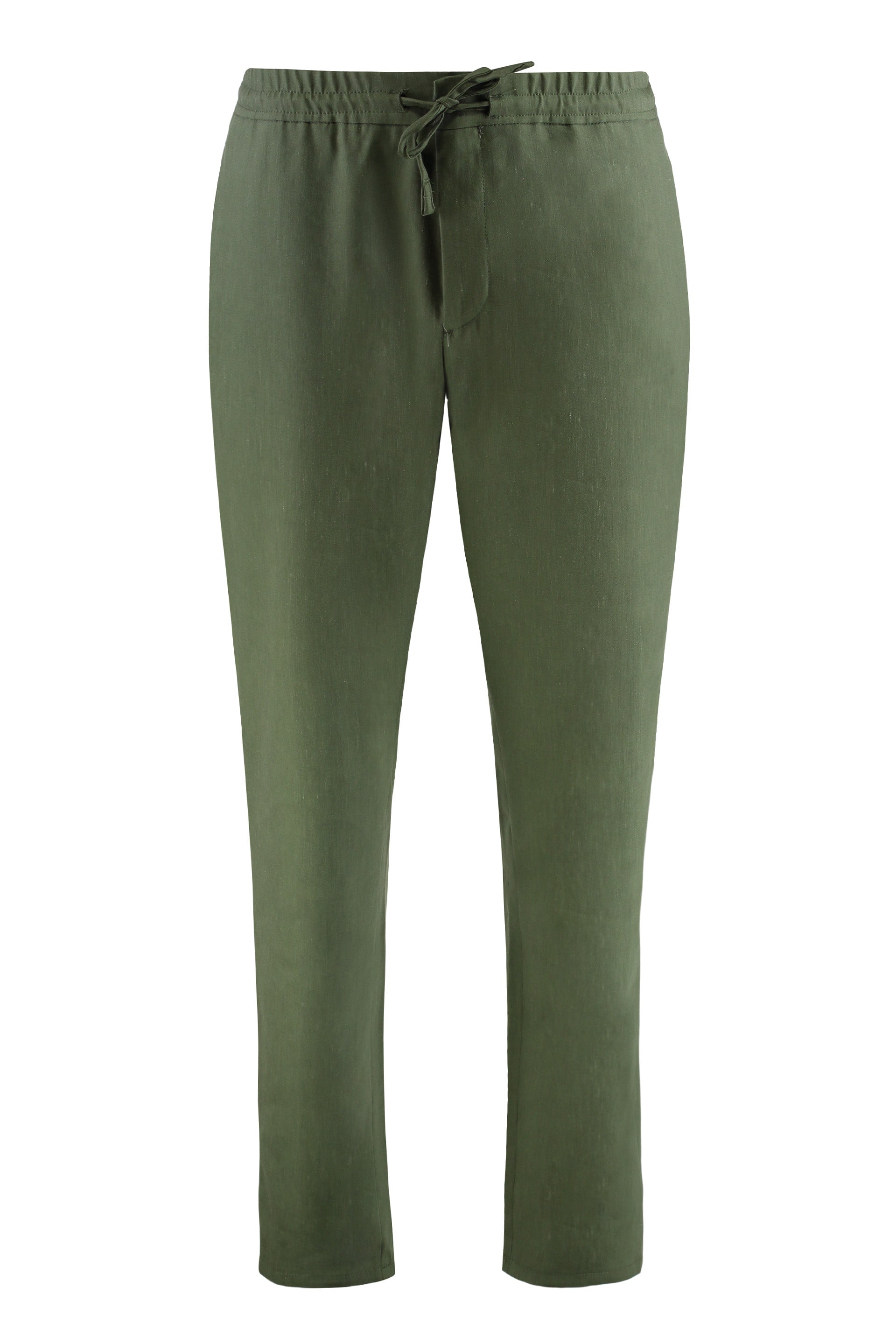 Canali Wool-Linen Blend Trousers — Green by Canali
