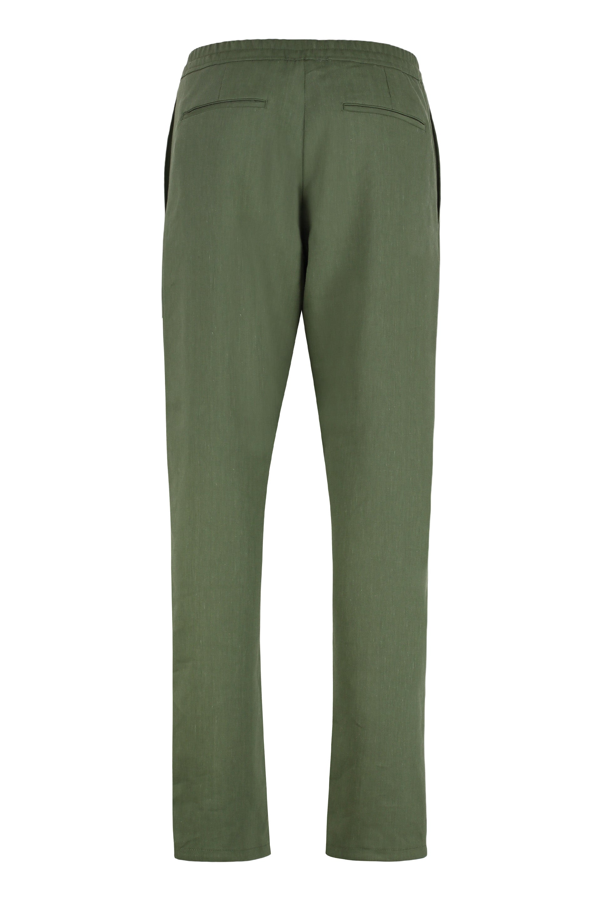 Canali Wool-Linen Blend Trousers — Green, view 2