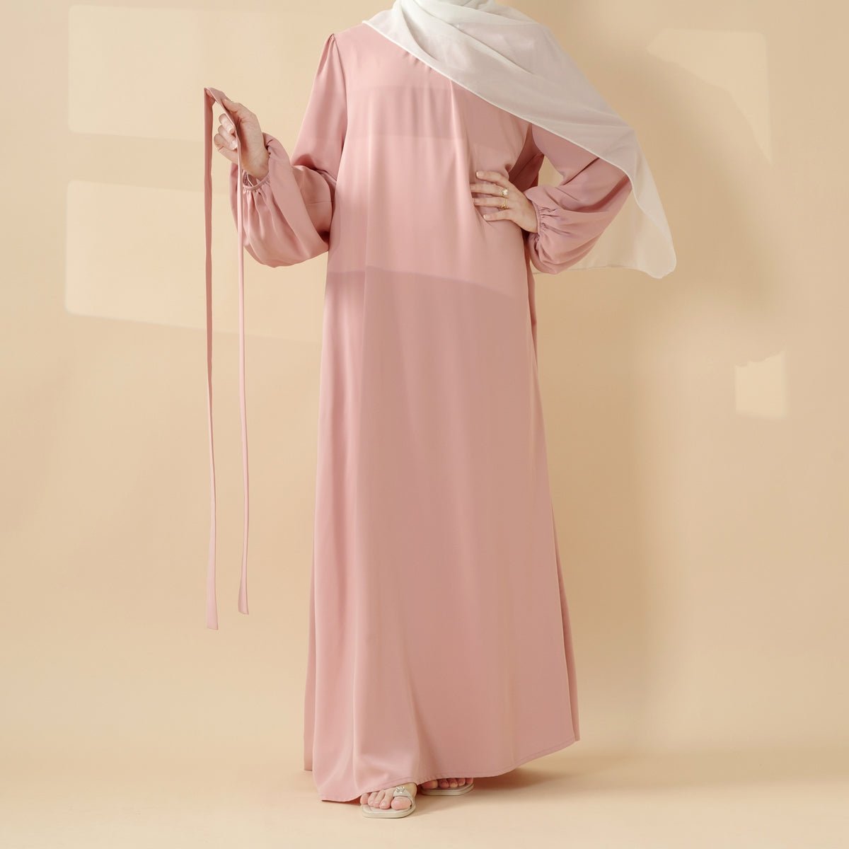 Candy Color Pleated Abaya, view 2