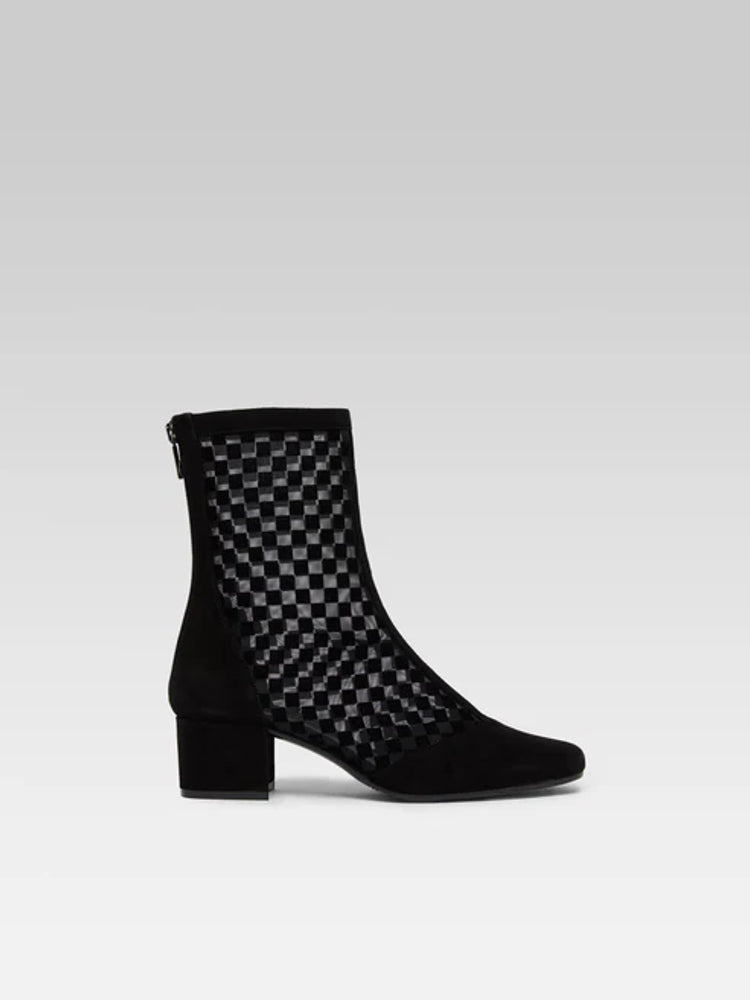 Carel Mesh-Panel Ankle Boots — Black by Carel