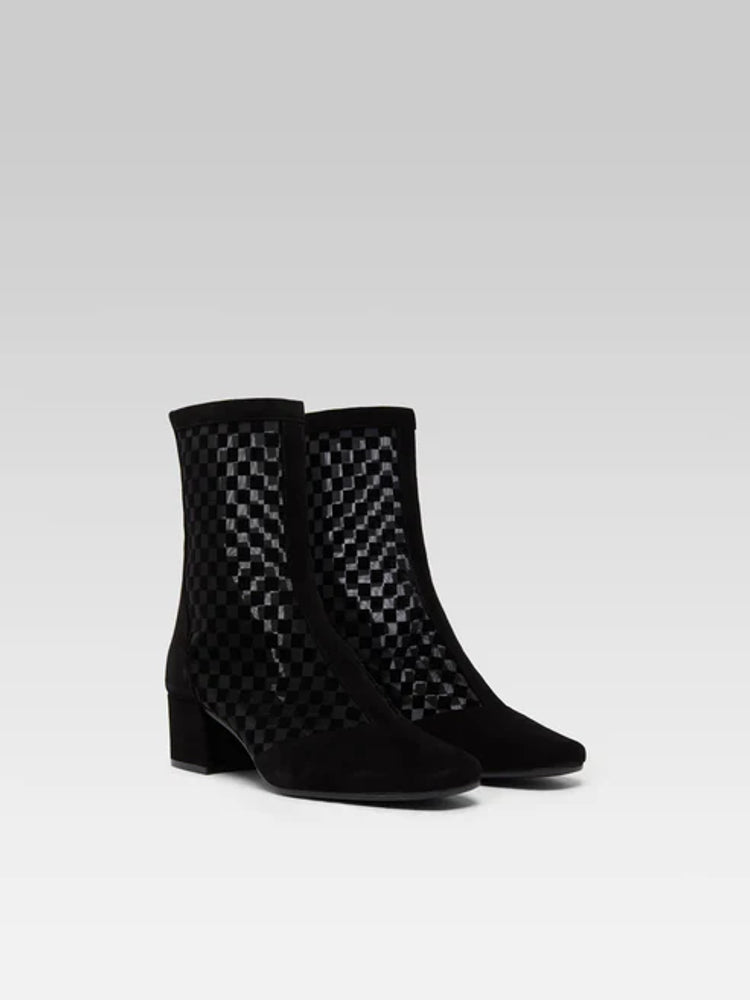 Carel Mesh-Panel Ankle Boots — Black, view 2