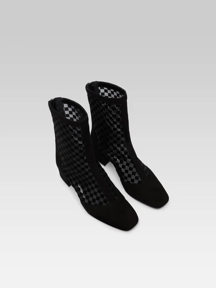 Carel Mesh-Panel Ankle Boots — Black, view 3
