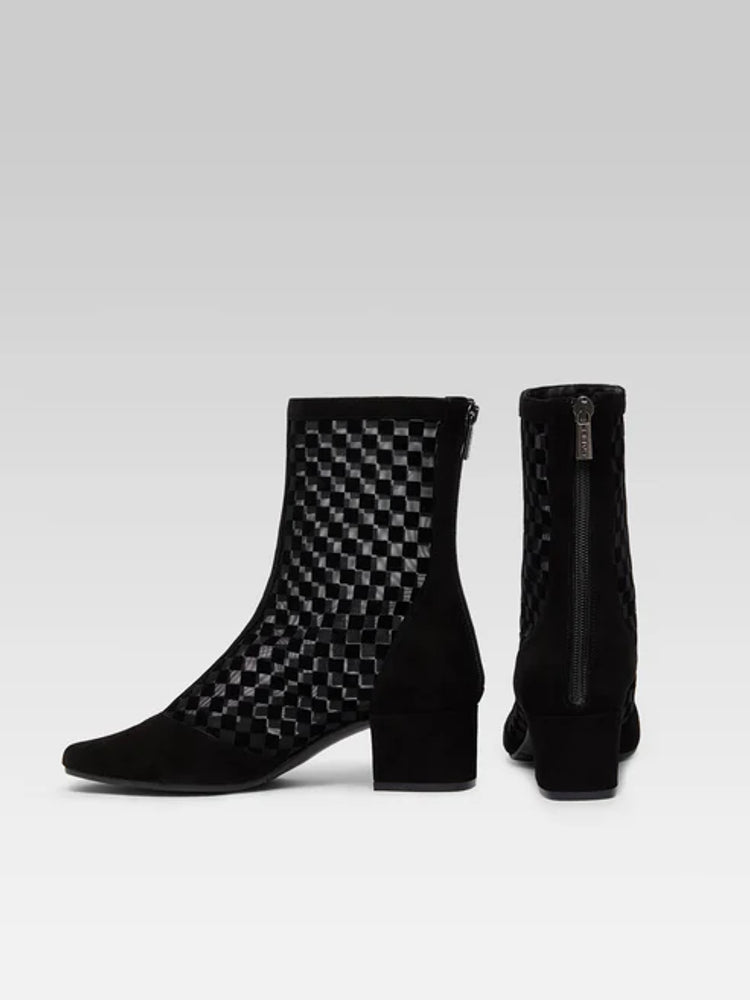 Carel Mesh-Panel Ankle Boots — Black, view 4