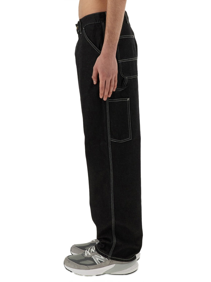 Carhartt Wip Single Knee Cotton Jeans — Black, view 4