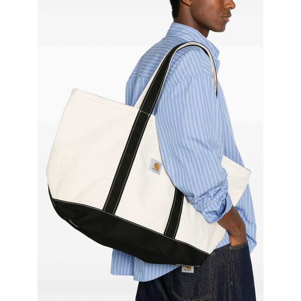 Carhartt Wip Panelled Cotton Tote Bag — White, view 3