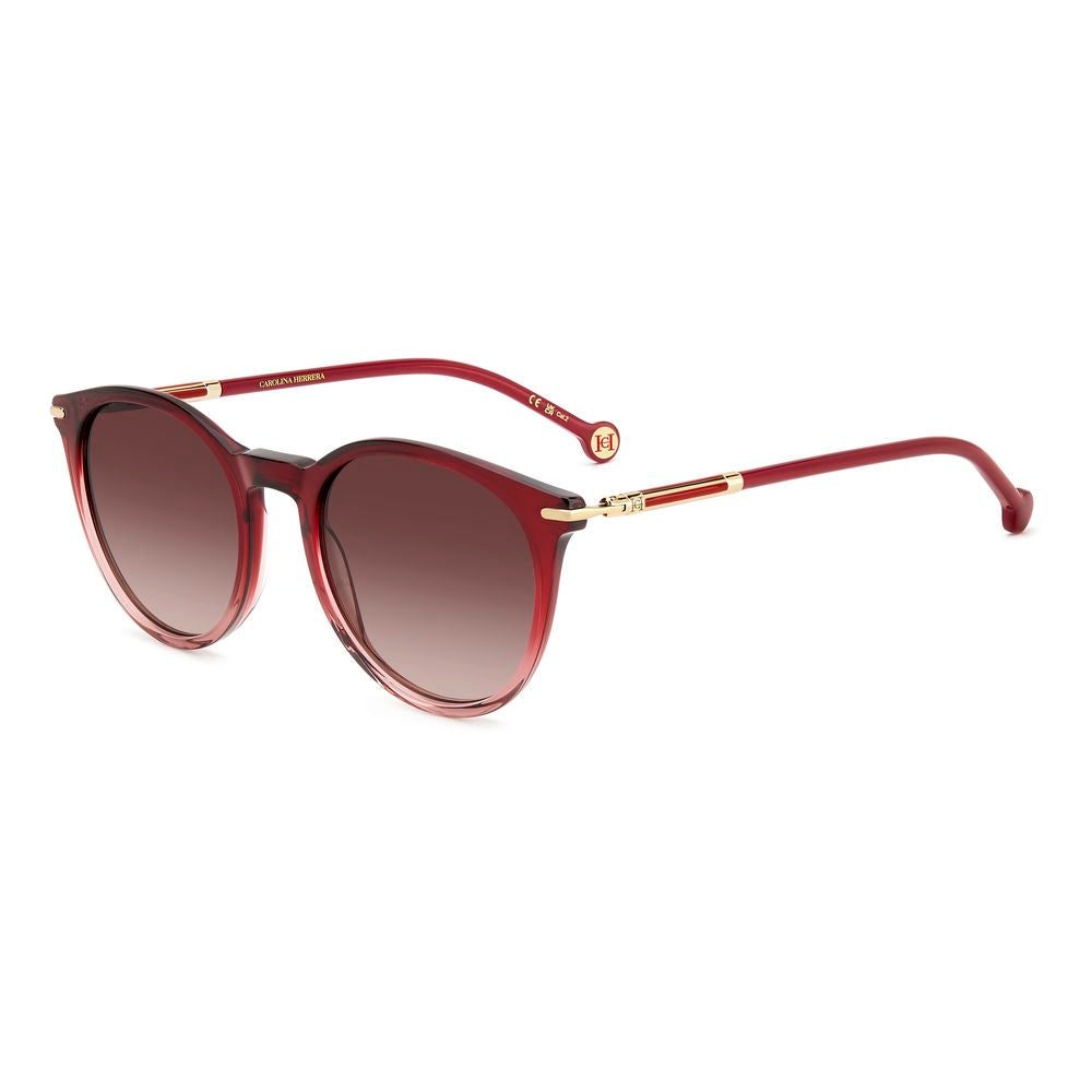 Carolina Herrera CHHER0230S2OOAC Acetate Round-Frame Sunglasses — Red by Carolina Herrera