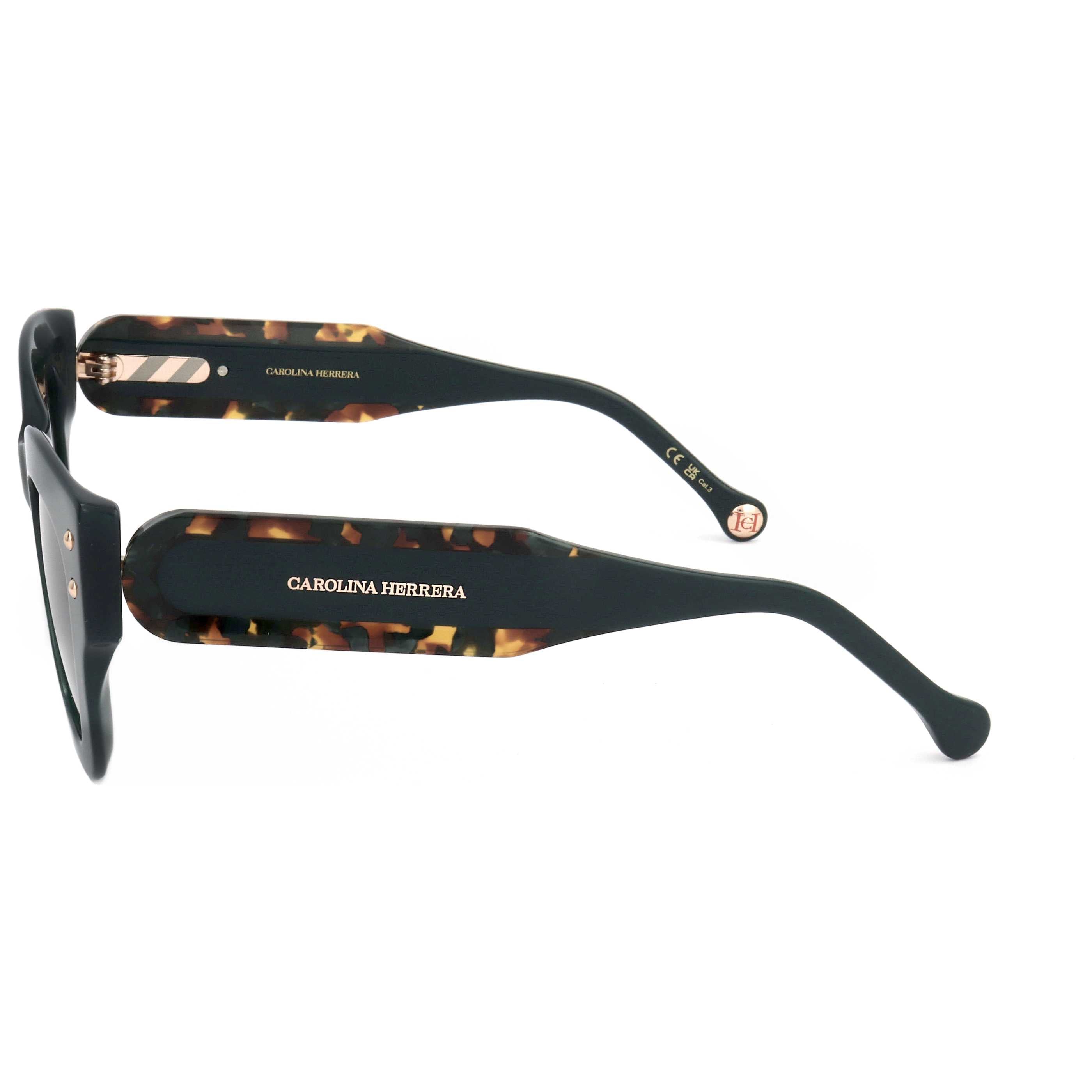 Carolina Herrera HER0222SACK47 Chunky Square-Frame Sunglasses — Green, view 2