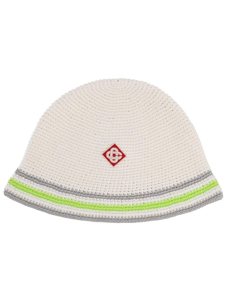 Casablanca A-SP26-HAT-108_01GREEN Knit Logo Winter Hat — Ivory by Casablanca