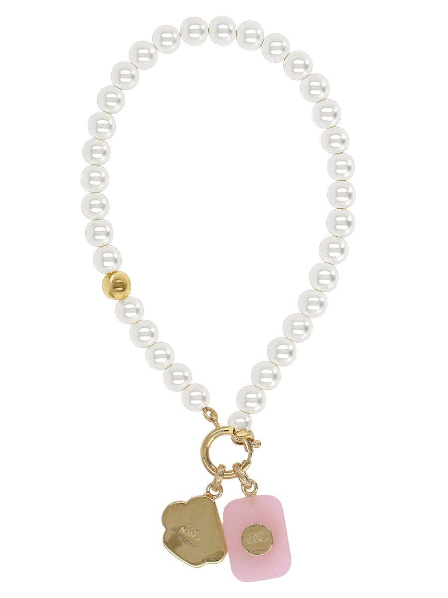 Casablanca Icon Pearl Necklace — White, view 2