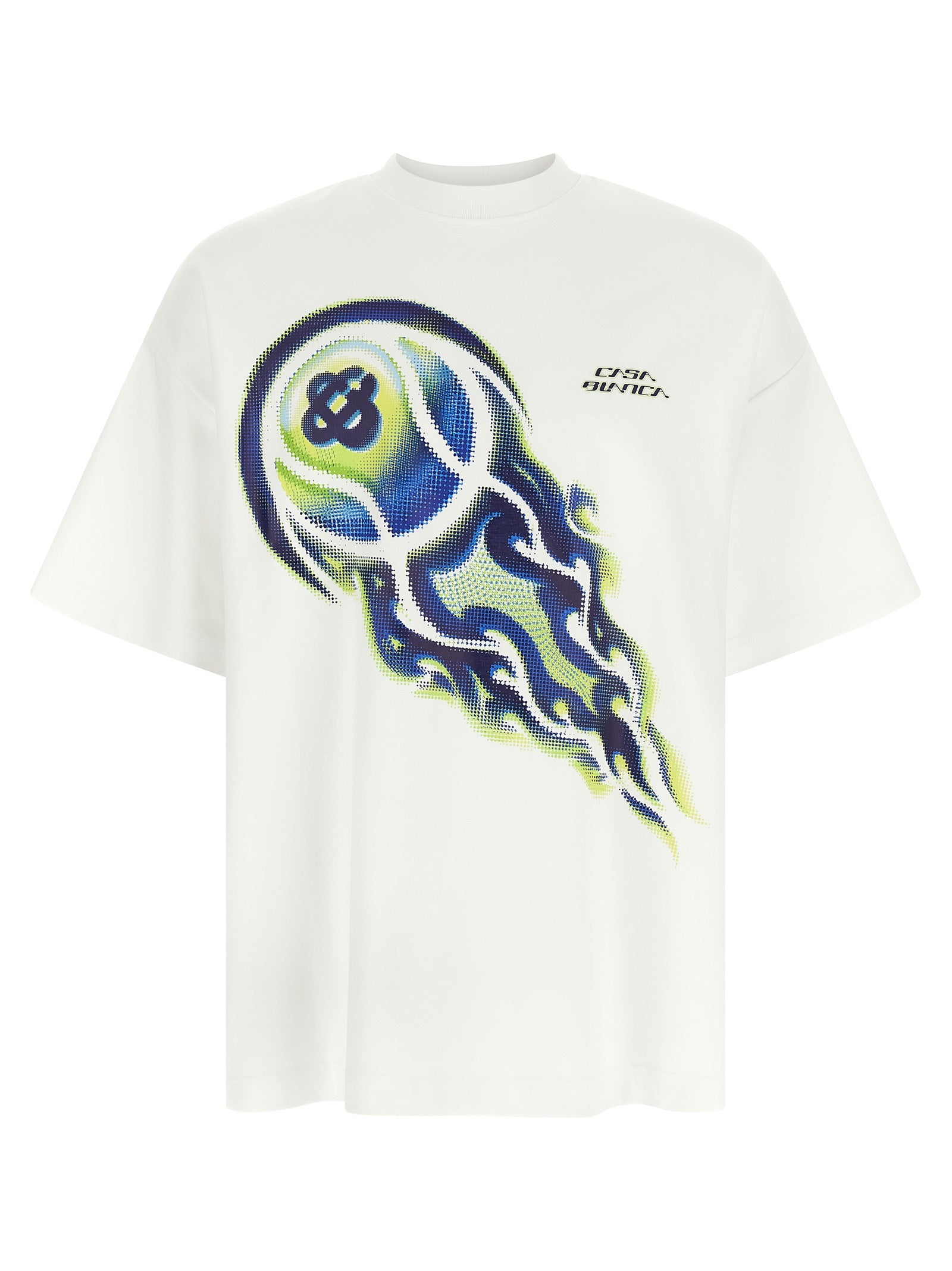 Casablanca Flaming Tennis Ball Graphic T-Shirt — White by Casablanca