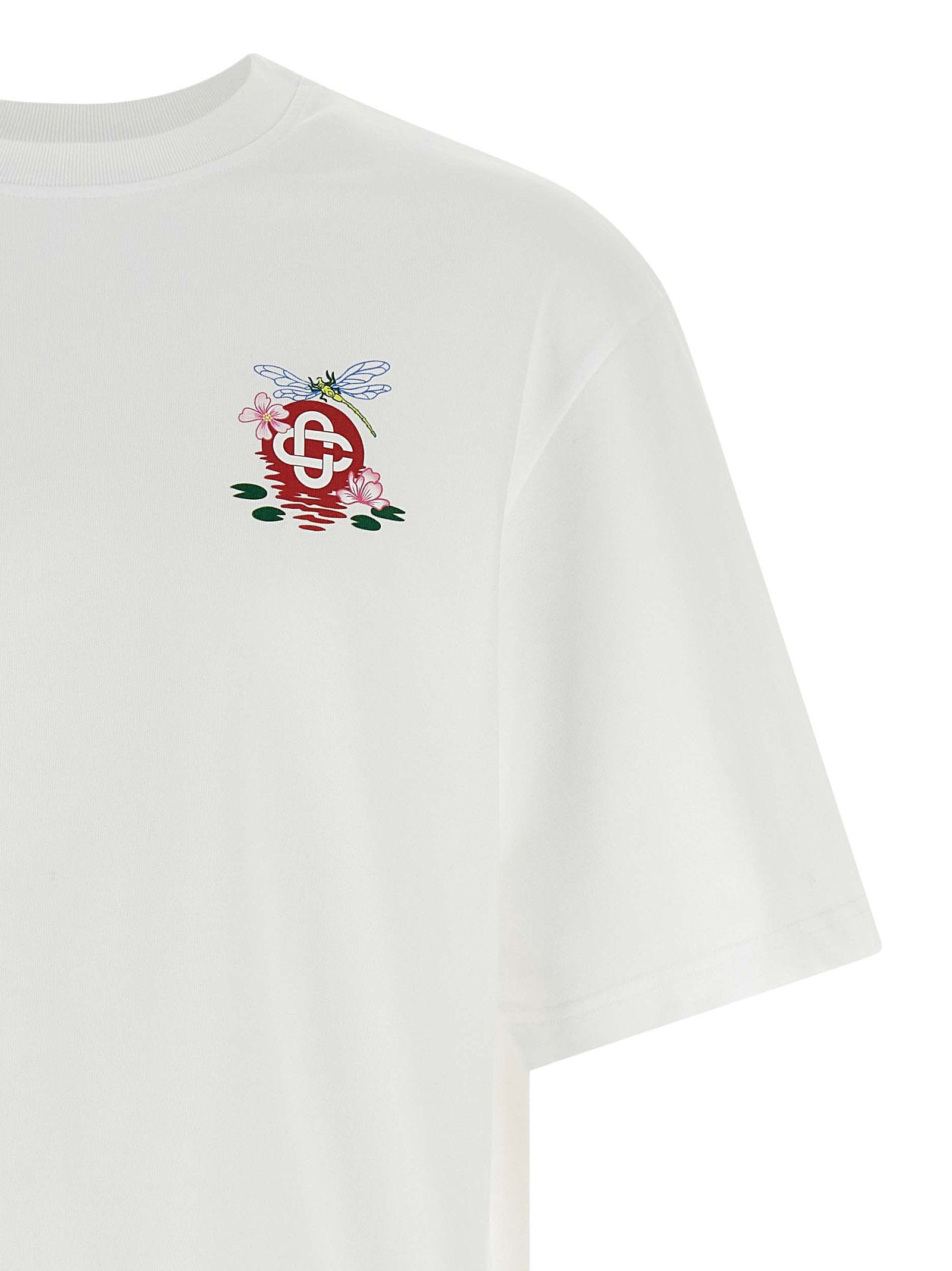 Casablanca Dragonfly Floral Print T-Shirt — White, view 3
