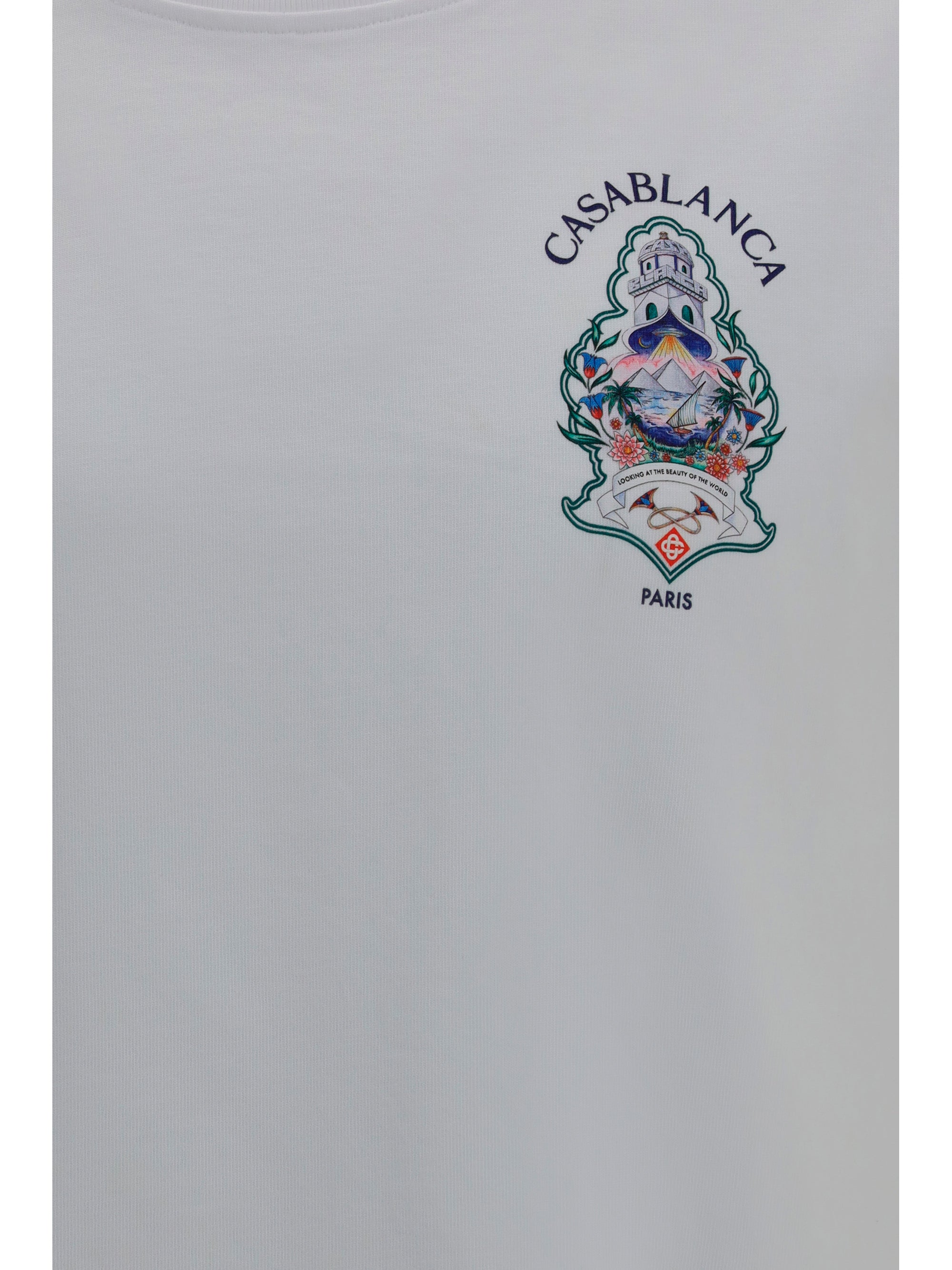 Casablanca Screen-Printed Arch Motif T-Shirt — White, view 3