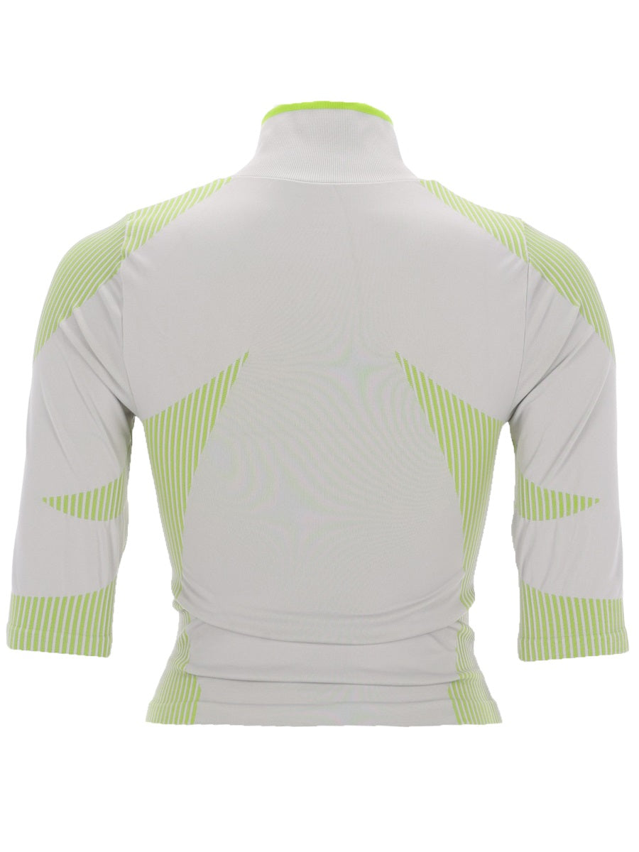 Casablanca Logo-Embroidered Stretch Knit Top — Gray, view 2