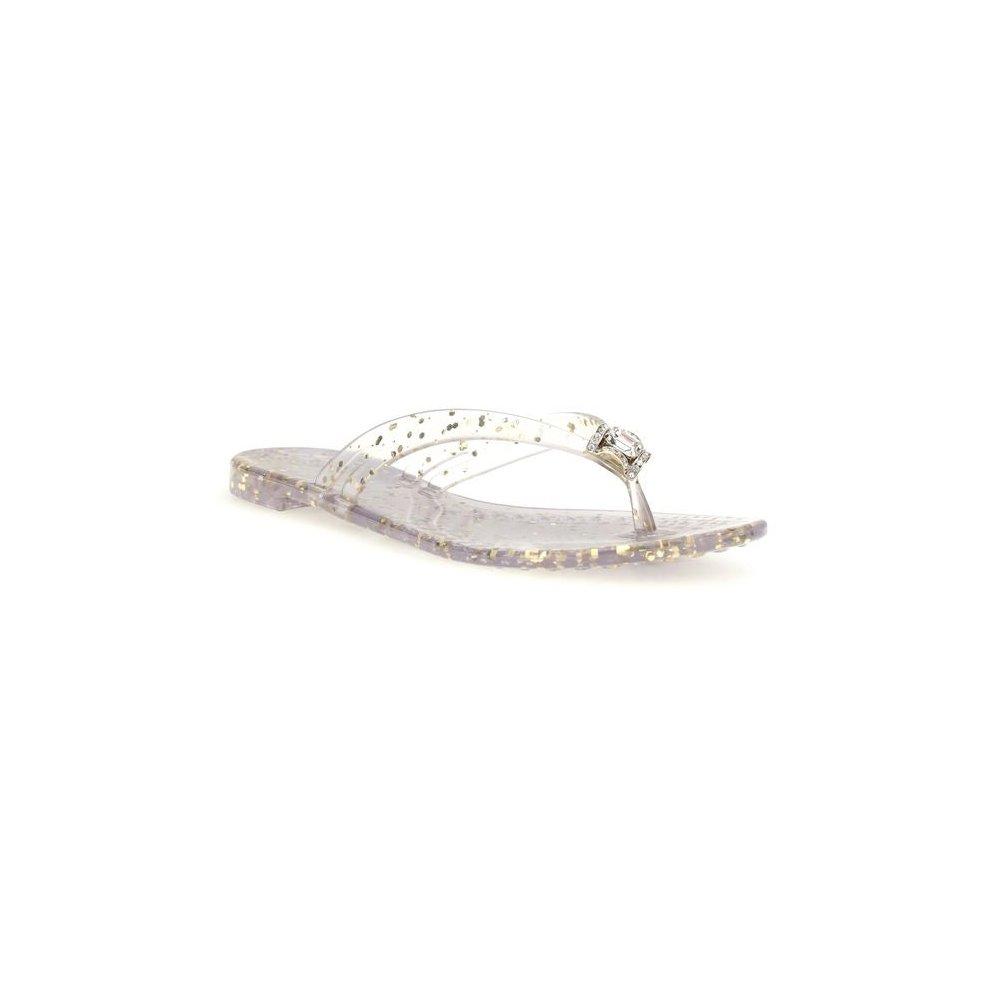 Casadei Rhinestone-Embellished Thong Sandal — Gold, view 2