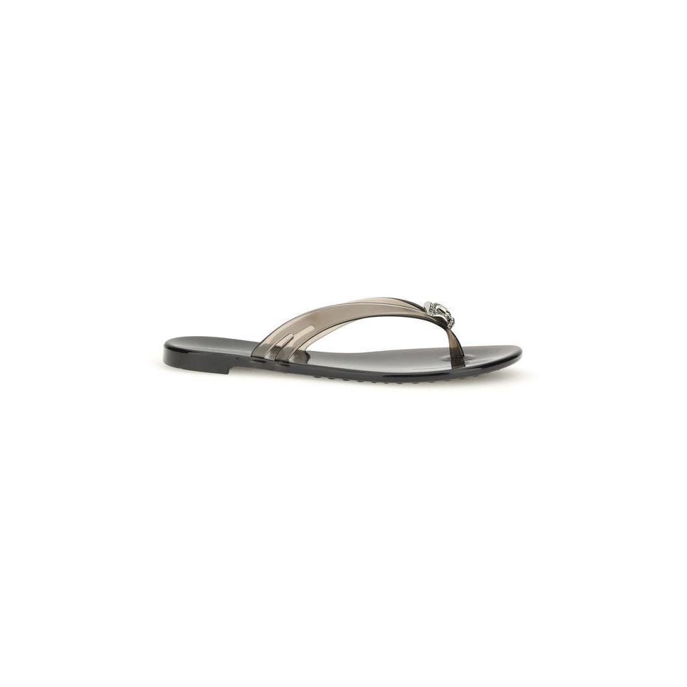 Casadei Rhinestone-Embellished Thong Sandals — Black by Casadei