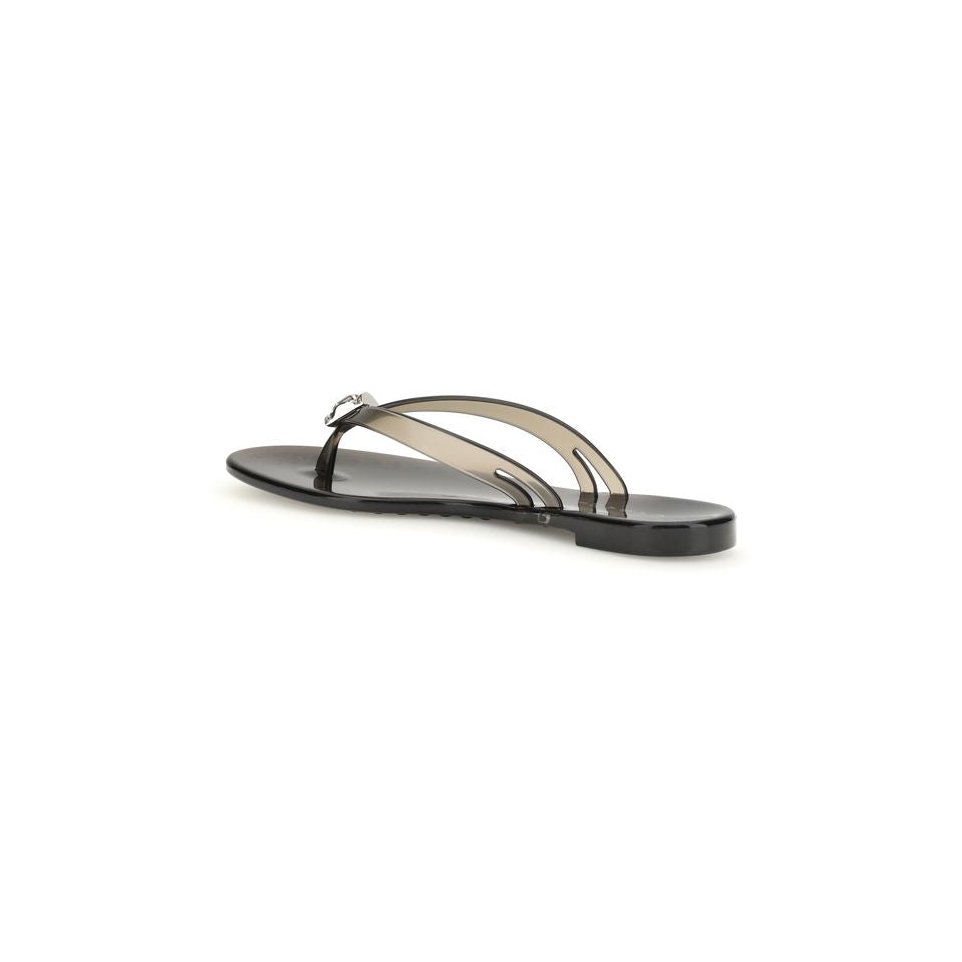 Casadei Rhinestone-Embellished Thong Sandals — Black, view 3