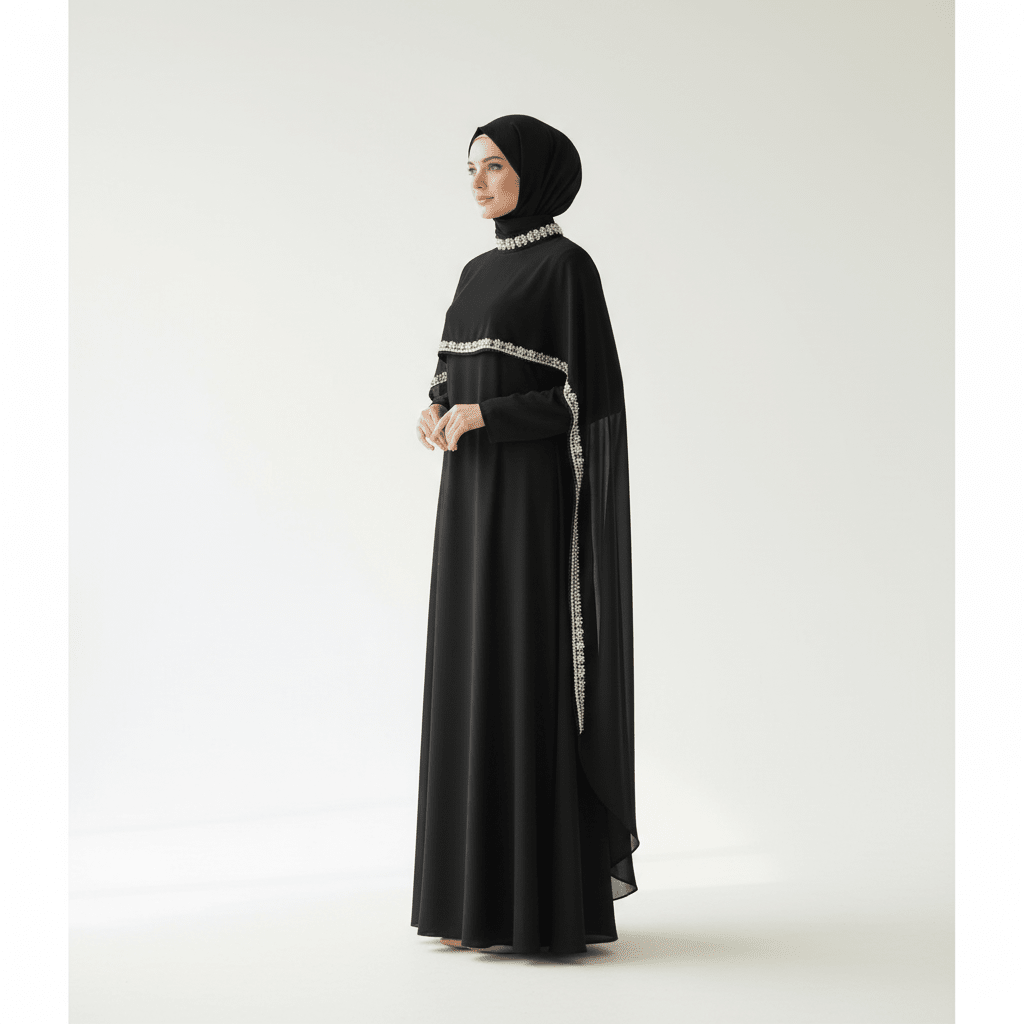 Celestial Rhinestone Cape Abaya, view 2