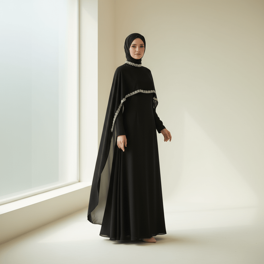 Celestial Rhinestone Cape Abaya, view 3